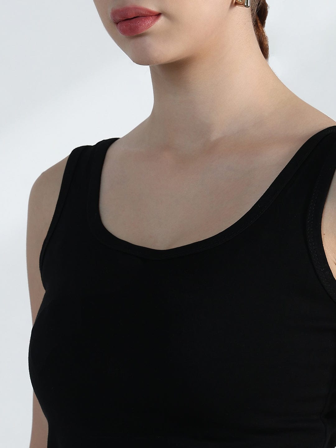 Women's White Oversized Crop Top with Inner Tank Top