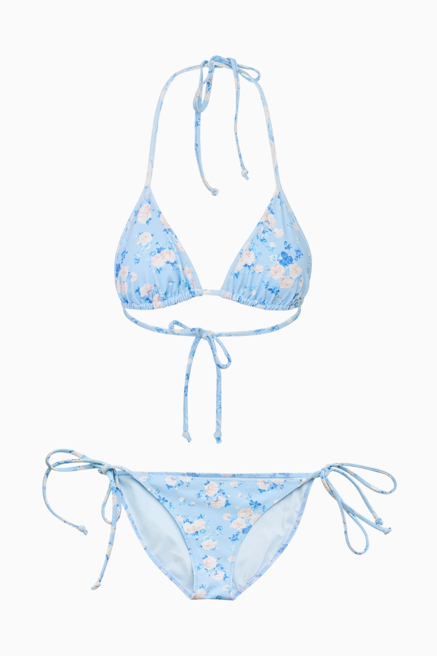 Harbor Floral Triangle Bikini - WHISPER BLUE