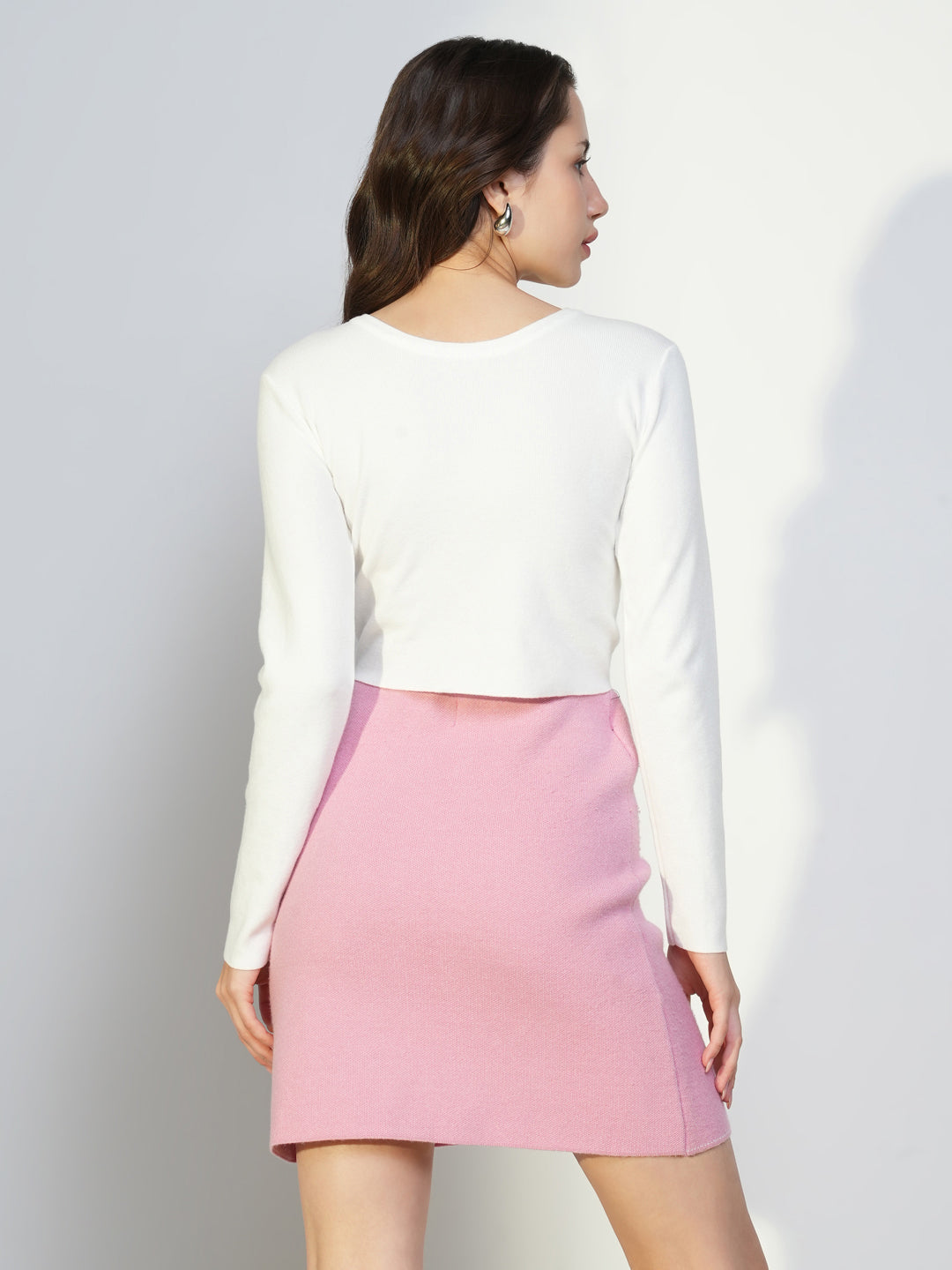 Women's White Long Sleeves Crop Top