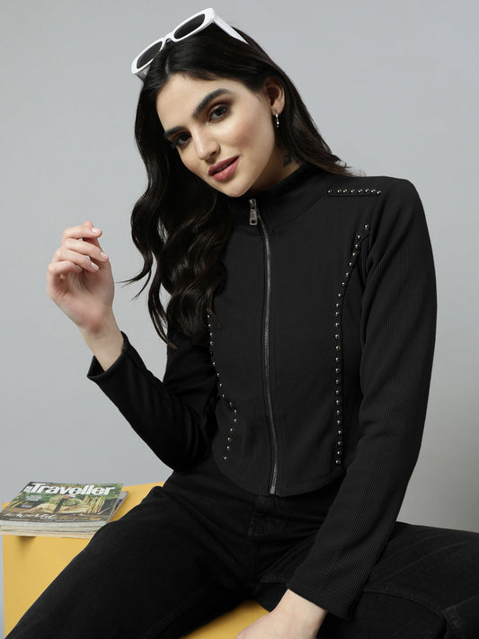 Women's Black High Neck Top