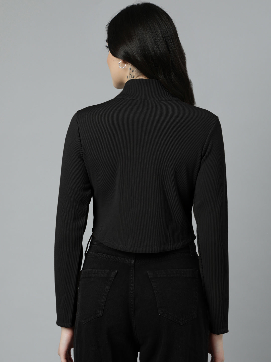 Women's Black High Neck Top
