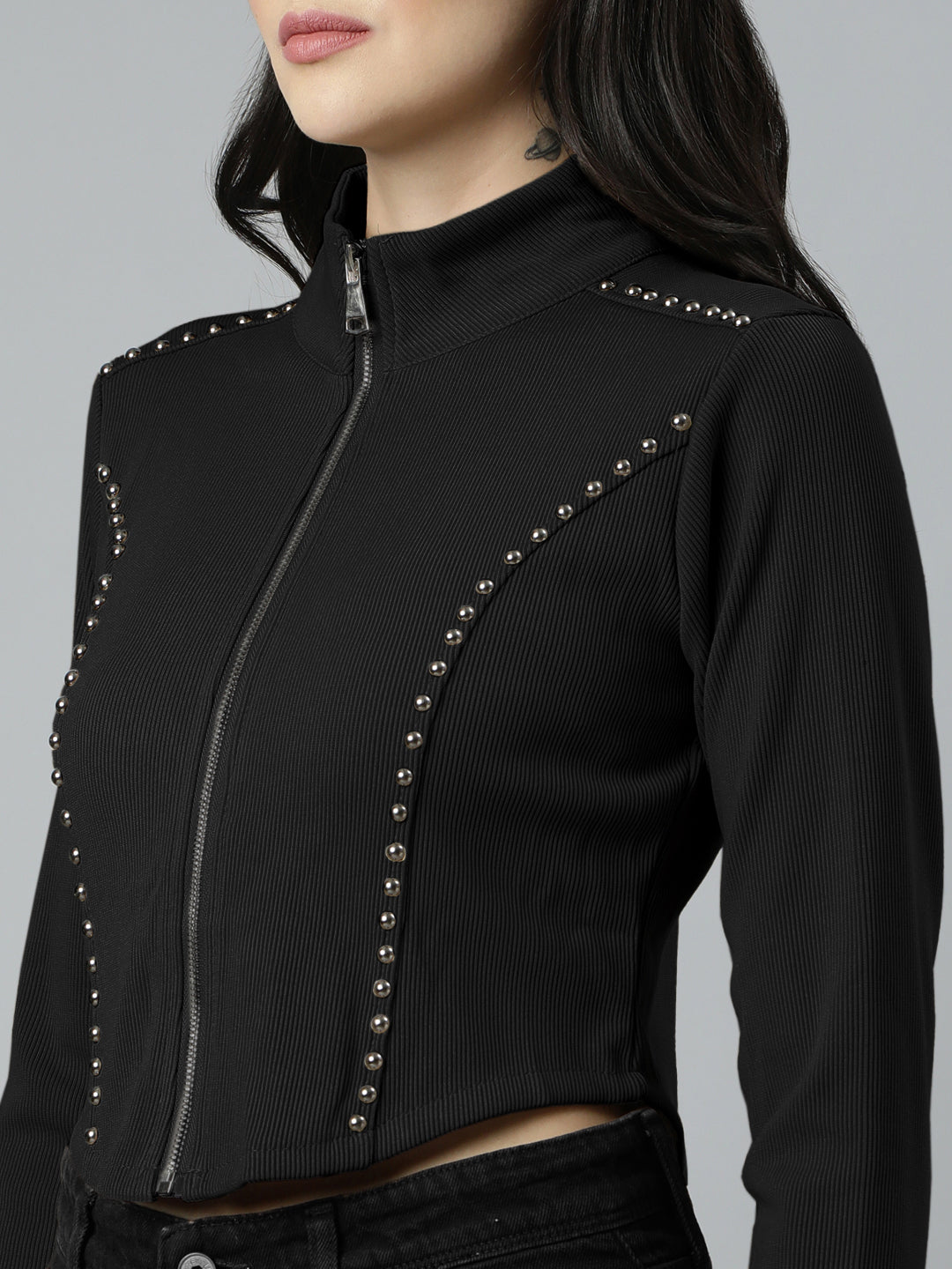 Women's Black High Neck Top