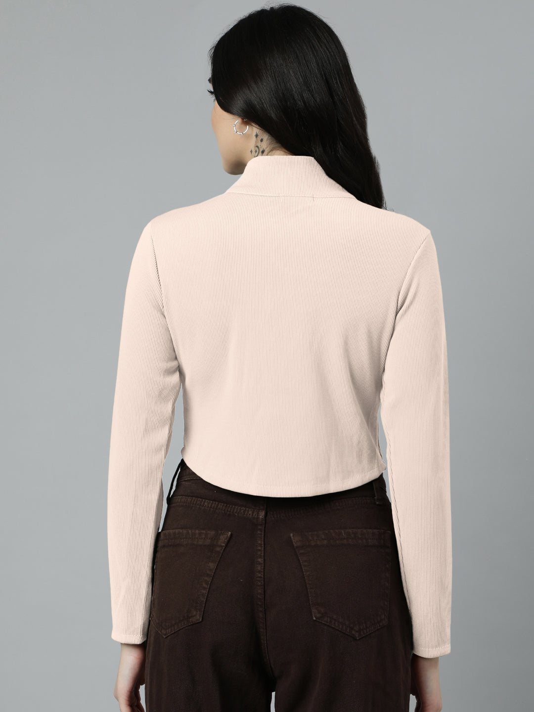 Women's Off White High Neck Top