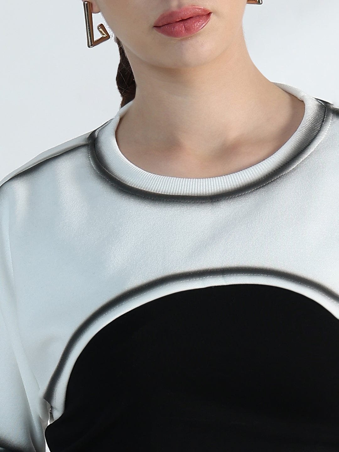 Women's White Oversized Crop Top with Inner Tank Top