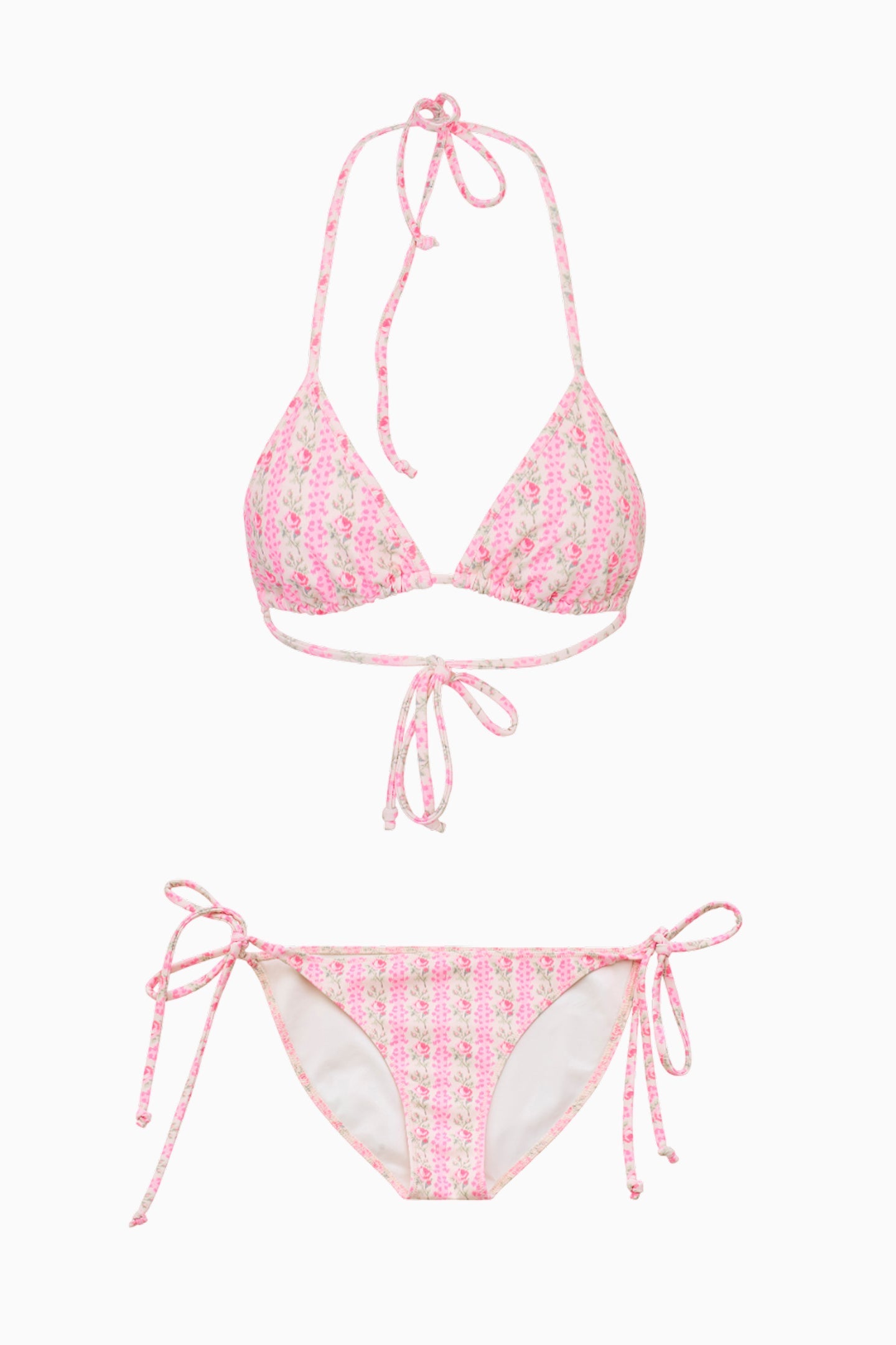 Harbor Floral Triangle Bikini - STRAWBERRY MACAROON