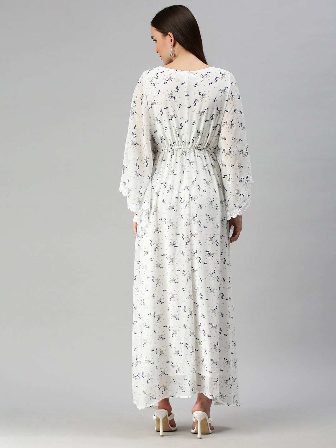 Women's Printed Kaftan White Dress