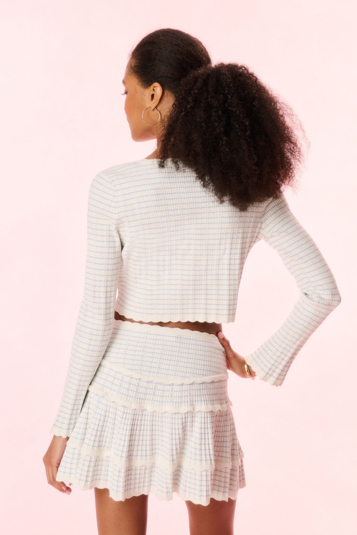 Media Striped Stretch Knit Cardigan