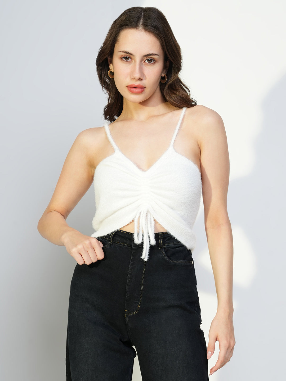 Women's White Fringed Crop Top