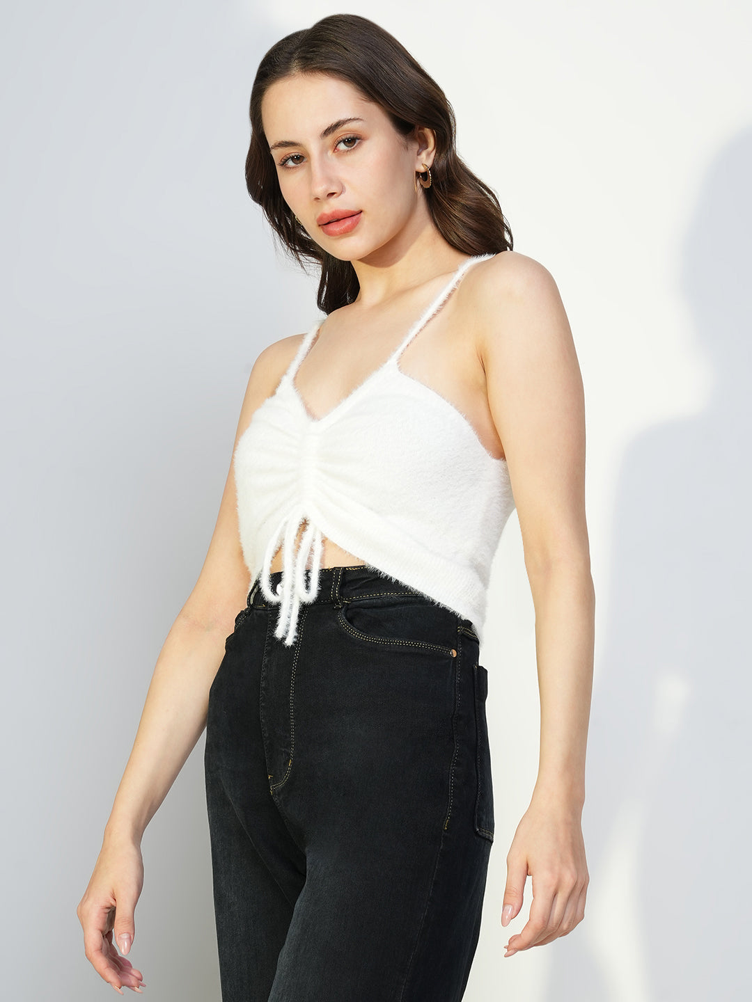 Women's White Fringed Crop Top