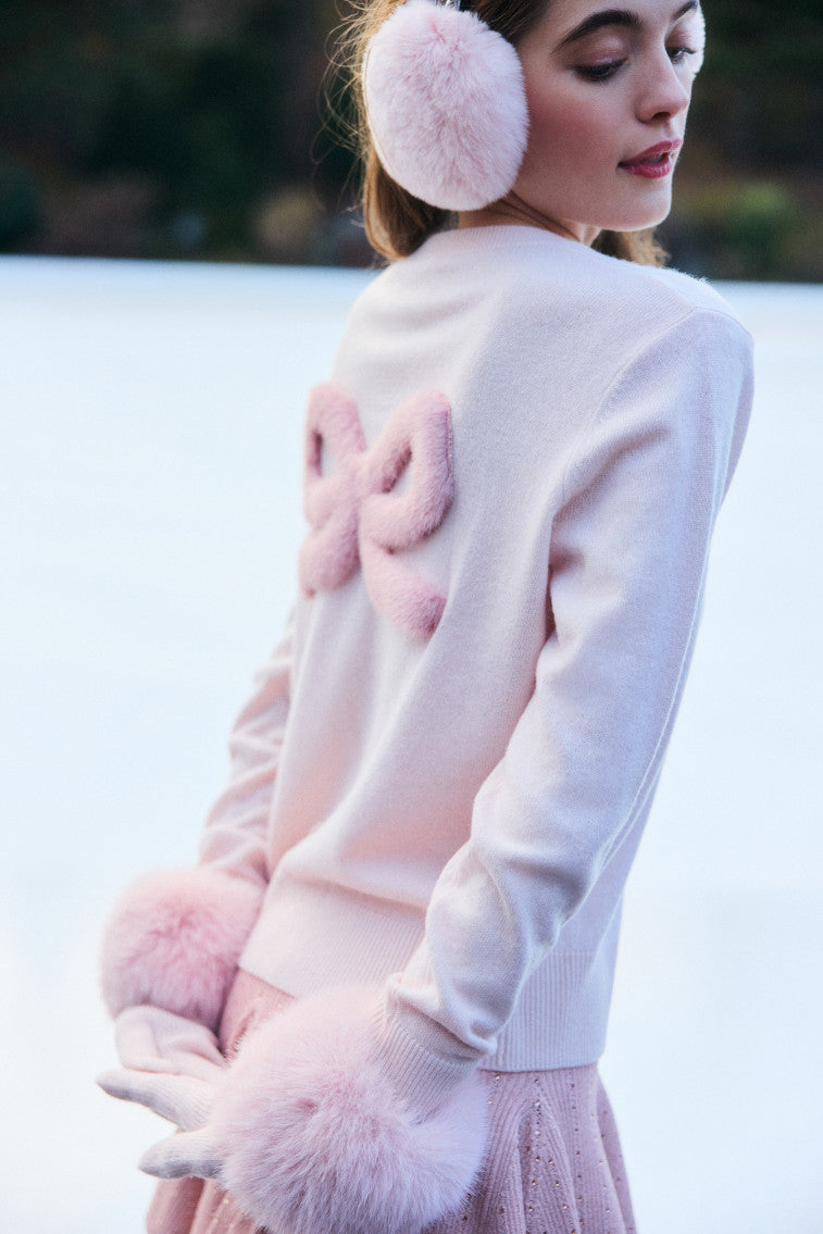 LoveShackFancy x MAX&MOI Piata Faux Fur Bow Sweater